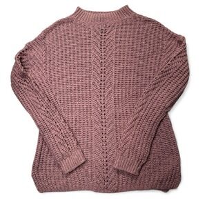 Lucky Brand Sweater Women's Small Pink ‎ Mauve Cable Knit Warm Boho Cozy